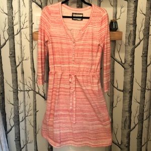 Anthropologie Red & cream shirt dress w tie waist